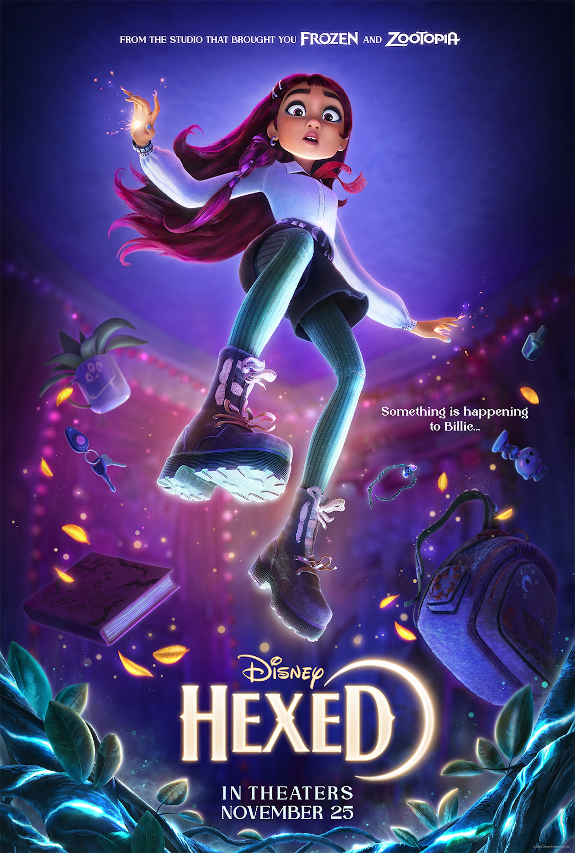 Hexed character poster of Billie floating in a room