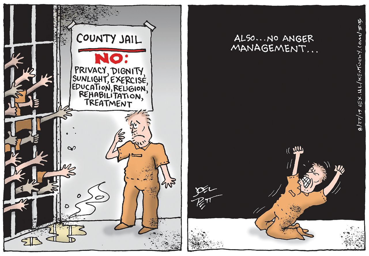 Editorial Cartoon U.S. County Jail US Prison System Inhumane Conditions