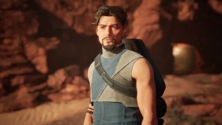 Dune: Awakening spice sand location - An upper-body shot of a masculine character with a beard standing.