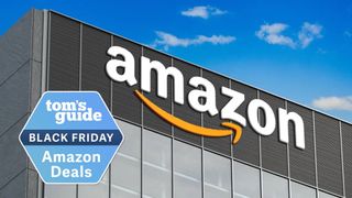 Amazon logo with a Tom&#039;s Guide deal badge attached