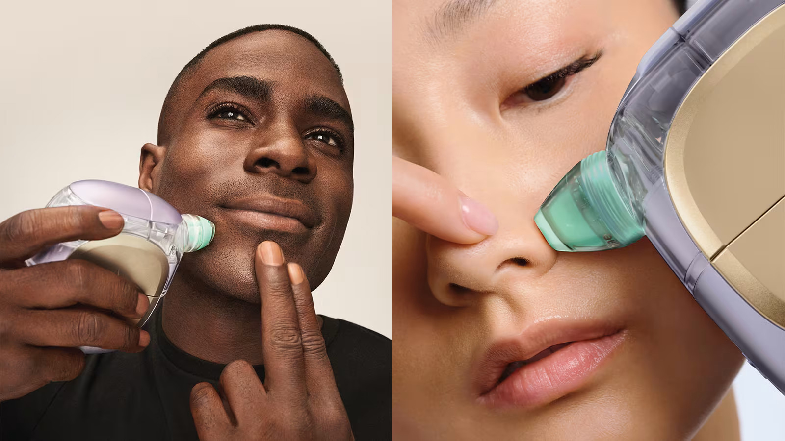 Shark FacialPro Glow in use on two models&#039; faces
