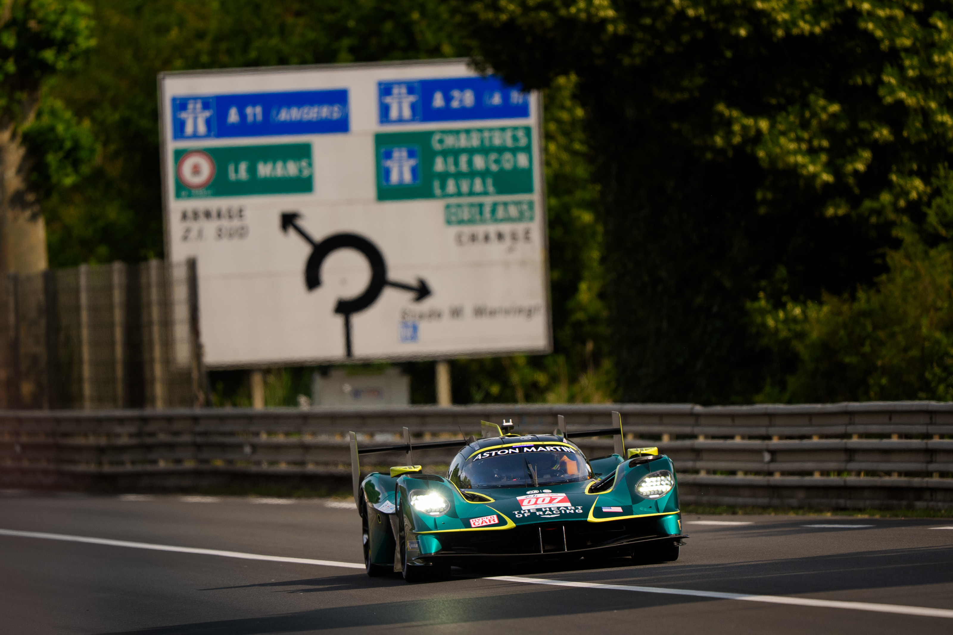 The #007 Valkyrie on Le Mans' Mulsanne straight
