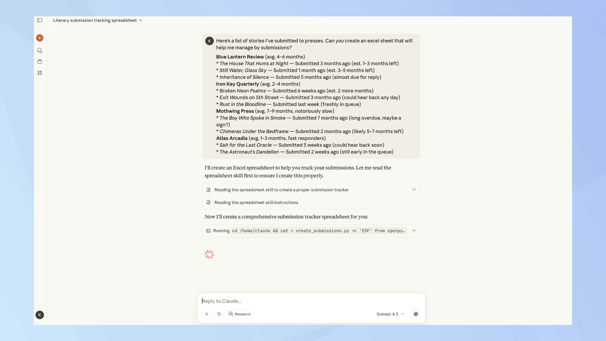 Claude file creation prompt