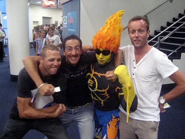 Basketball on the Goldie, us and the mascot.