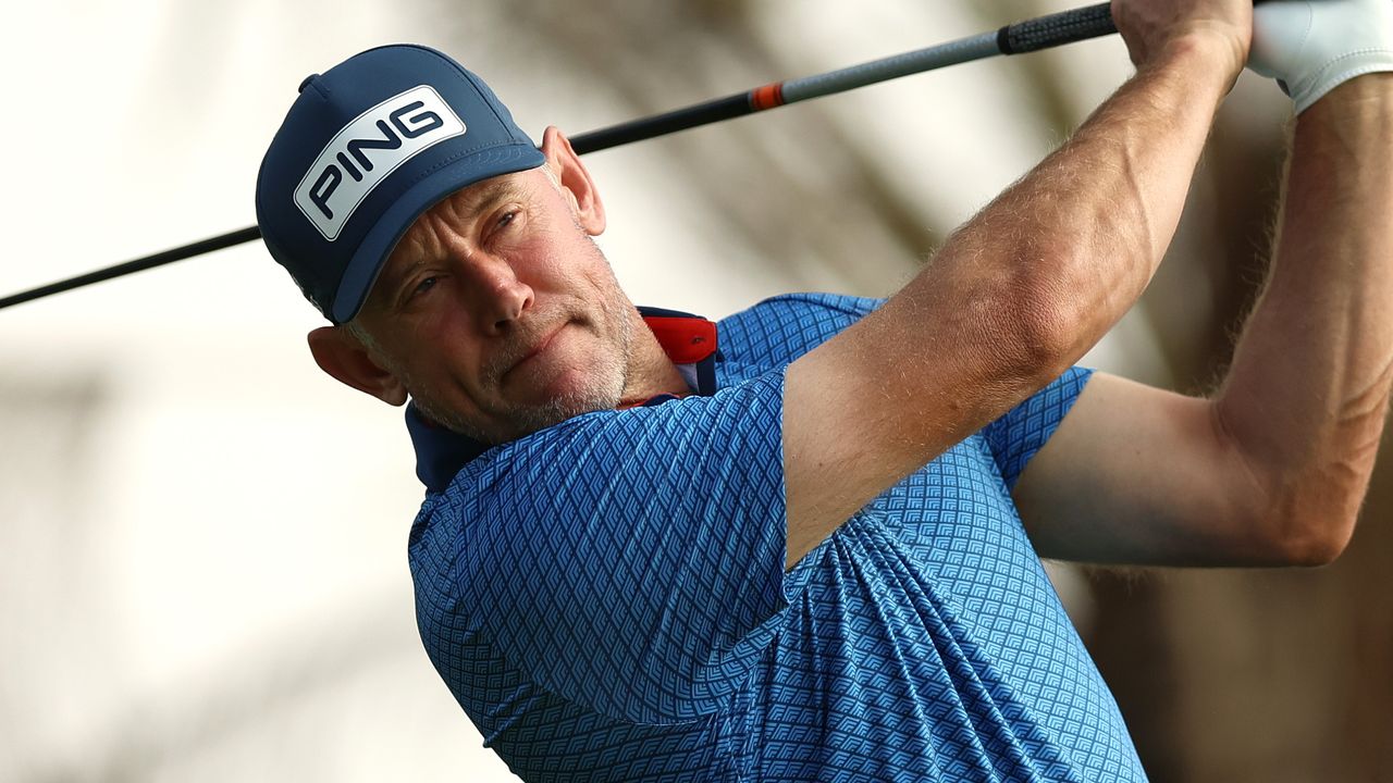 Lee Westwood takes a shot at the 2023 Saudi International