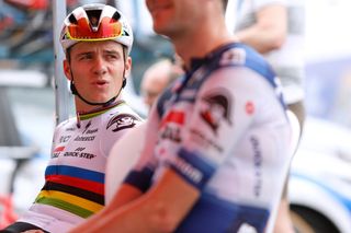 CHIMBAS ARGENTINA JANUARY 27 Remco Evenepoel of Belgium and Team Soudal QuickStep prior to the 39th Vuelta a San Juan International 2023 Stage 5 a 1733km stage from Chimbas to Alto Colorado 2623m VueltaSJ2023 on January 27 2023 in Chimbas Argentina Photo by Maximiliano BlancoGetty Images