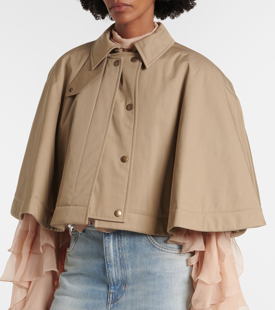 Cropped Cotton Gabardine Cape