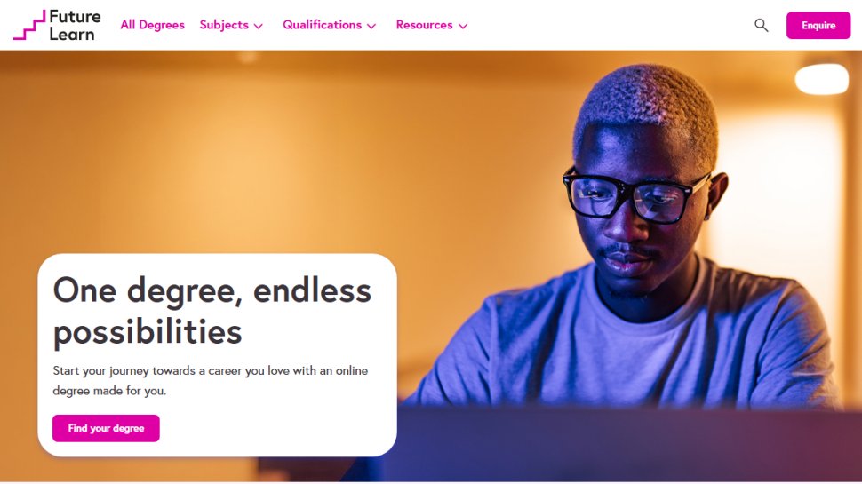 Website screenshot of Future Learn (August, 2025)