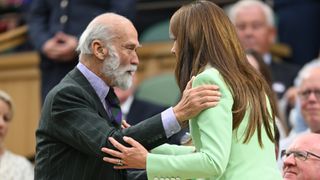 Prince Michael of Kent and Catherine, Princess of Wales during Ryan Peniston Vs Andy Murray on Centre Court on day two of the Wimbledon Tennis Championships 2023