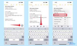 find the recording feature in iOS 18 Notes