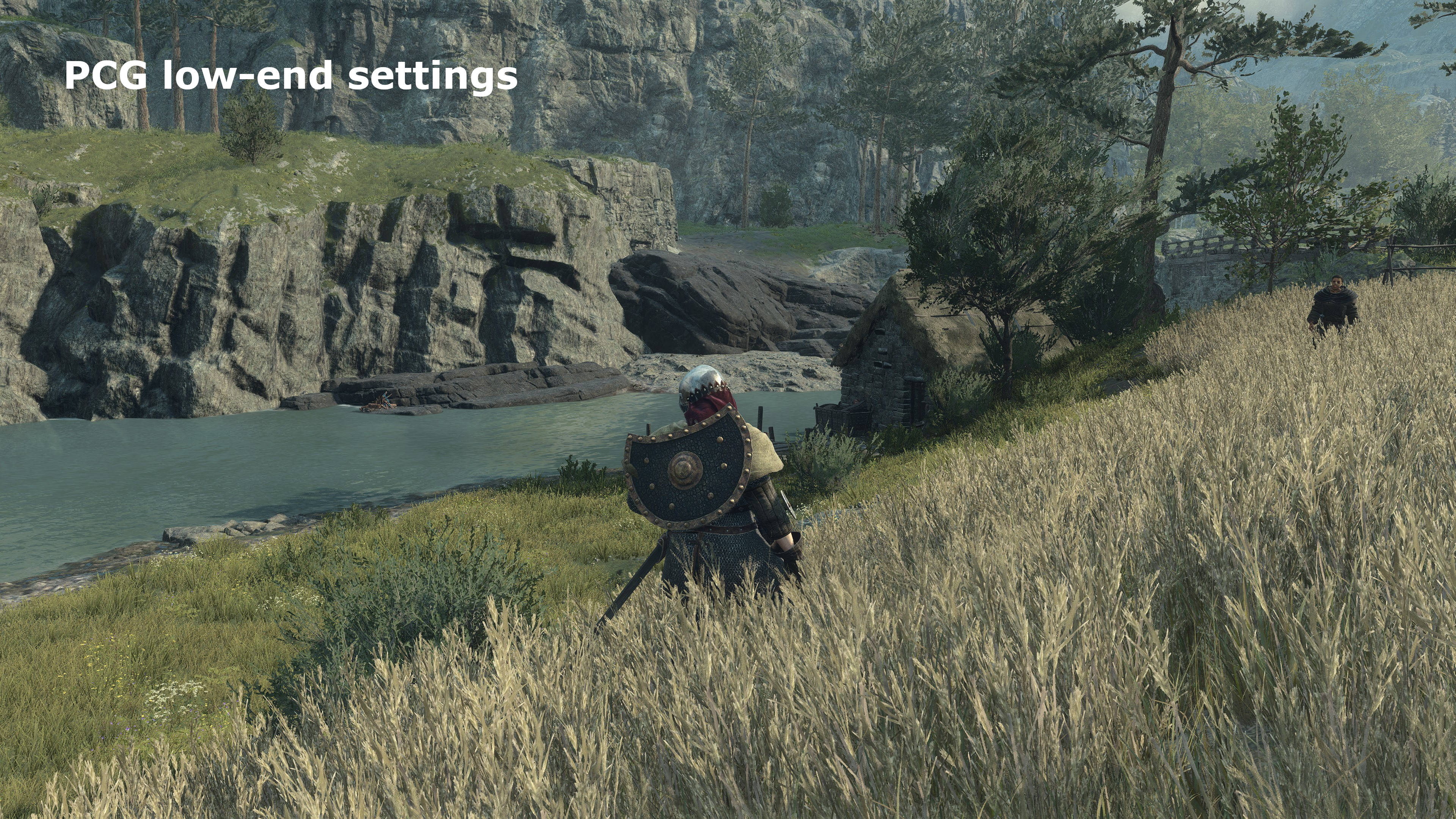 Screenshots from Dragon's Dogma 2 highlighting the visual changes that the game's graphics settings have