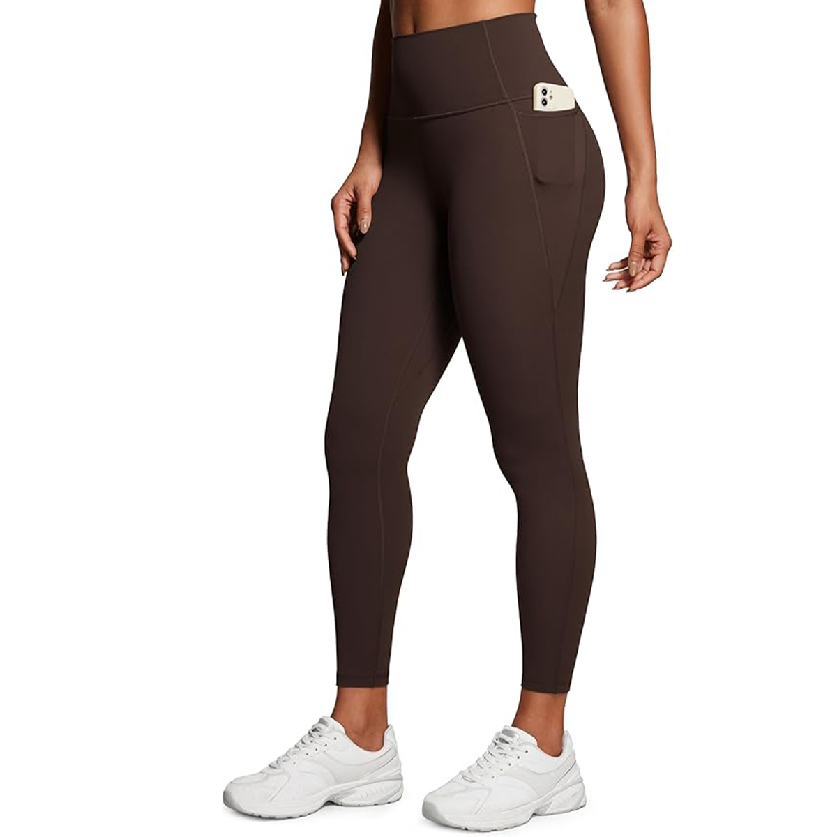CRZ YOGA, Crz Yoga Womens Butterluxe Workout Leggings 25 Inches - High Waisted Gym Yoga Pants With Pockets Buttery Soft Hot Fudge Brown Small