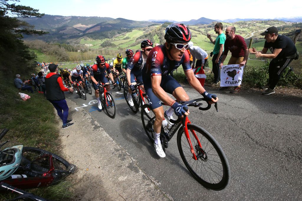 AMURRIO SPAIN APRIL 06 Geraint Thomas of United Kingdom and Team INEOS Grenadiers competes during the 61st Itzulia Basque Country 2022 Stage 3 a 1817km stage from Llodio to Amurrio itzulia WorldTour on April 06 2022 in Amurrio Spain Photo by Gonzalo Arroyo MorenoGetty Images