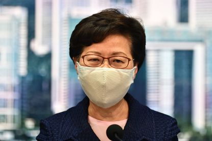 Hong Kong Chief Executive Carrie Lam speaks during a press conference at the government headquarters in Hong Kong on July 31, 2020.