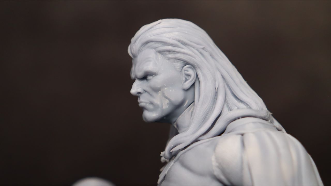 Nova3D Whale3 SE 3D printer-test print-Sentinel-close up of side of face
