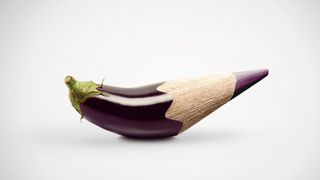 Faber-Castell print ad showing an aubergine sharpened into a pencil