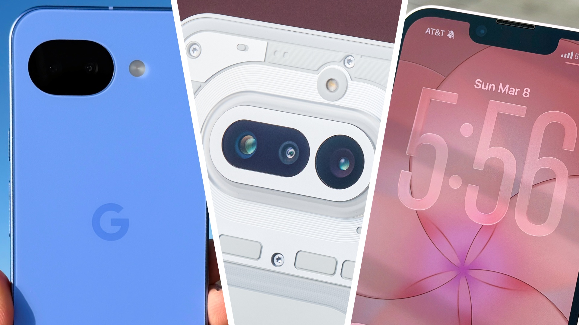 Google Pixel 10a. Nothing Phone (4a) and Apple iPhone 17e