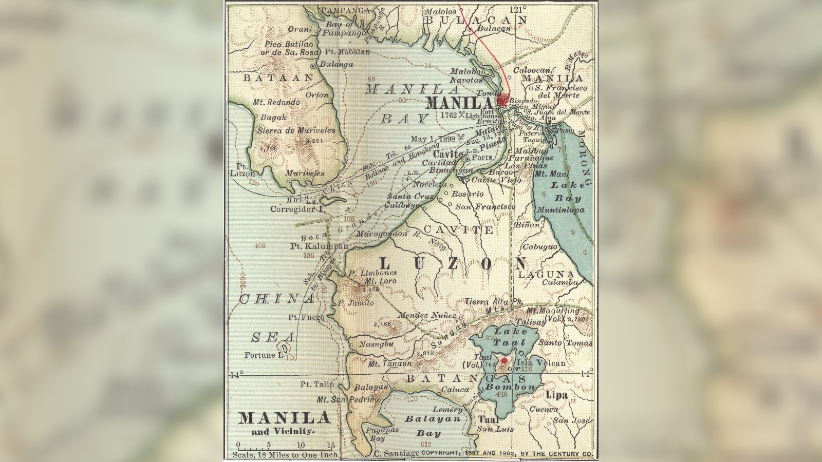 Map of the bataan peninsula and the Philippines capital of Manila