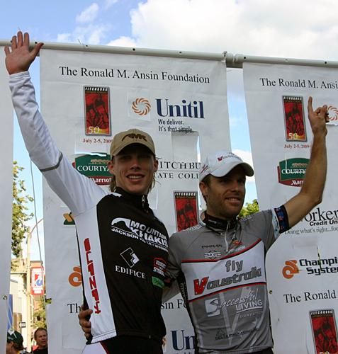 The men's stage podium - Thomas Soladay (l) and Charles Dionne.
