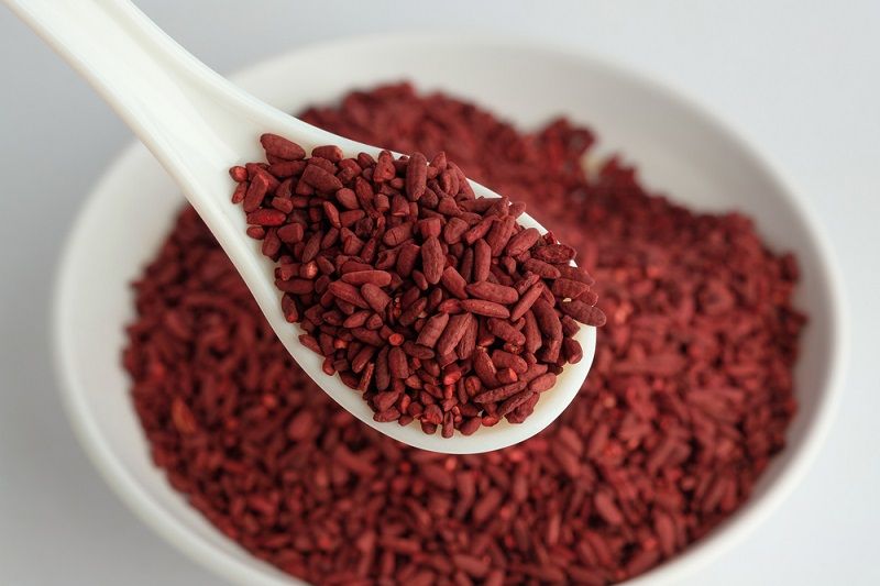 Red yeast rice in a bowl