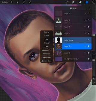 Alpha Lock is easier to find in Procreate 4