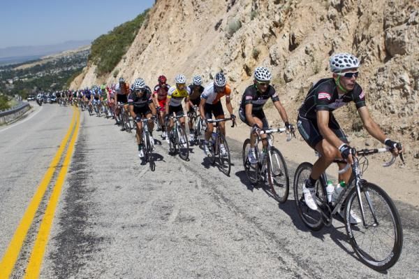 Gobernacion de Antioquia pushes the pace on the climb.