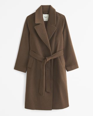 Double-Cloth Belted Wool-Blend Coat