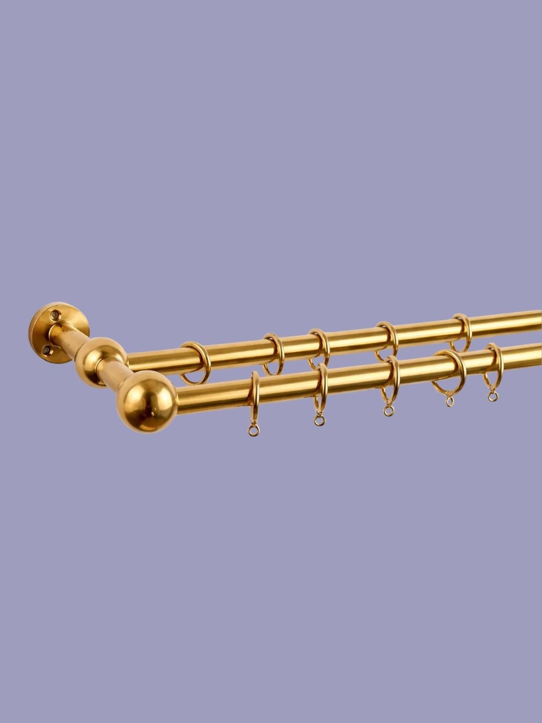CraftyCharmArtisanat, Solid Brass Double Curtain Rod Set With Rings
