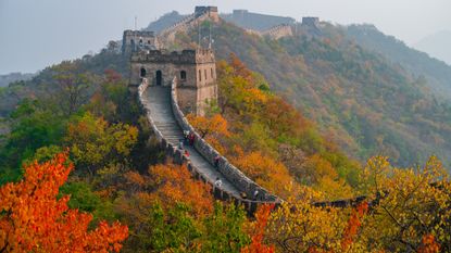 Autumn scenery at the Mutianyu section of the Great Wall of China