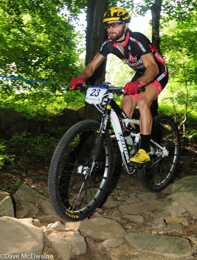 Tristan Uhl (ATC Racing) having a good run through a rock garden