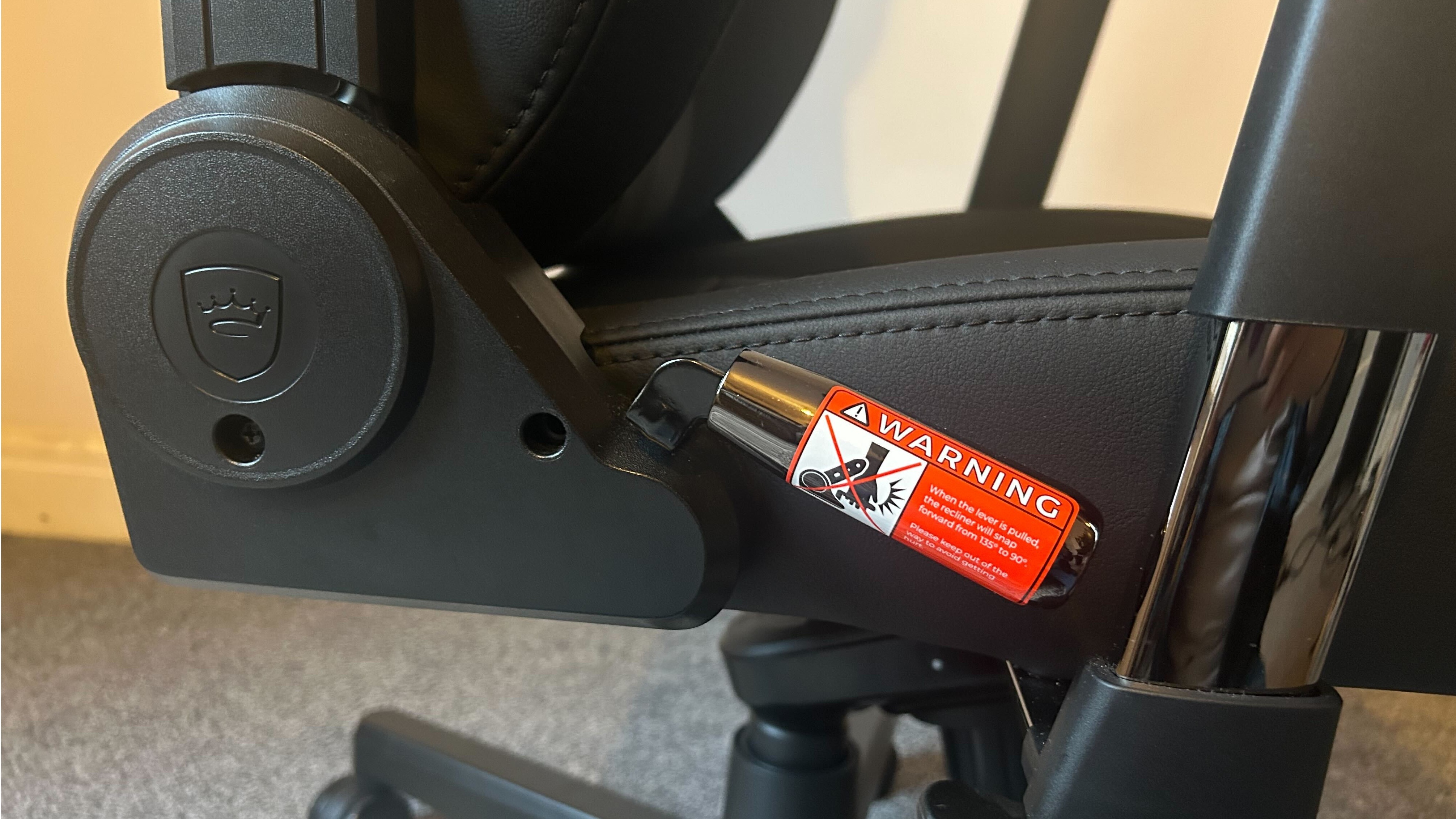 The recline lever on the Noblechairs Legend