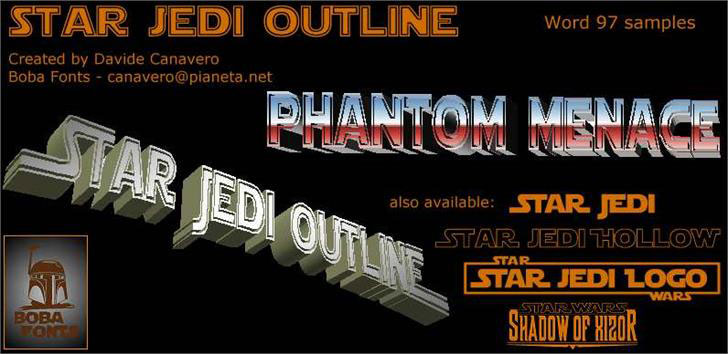 Star Jedi Outline Star Wars font sample