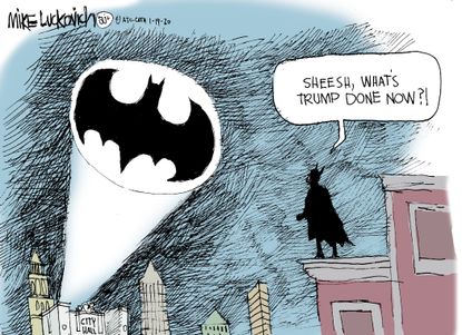 Political Cartoon U.S. Trump Batman dc comics