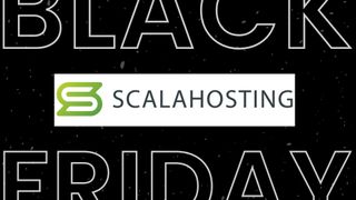 ScalaHosting logo on Black Friday background