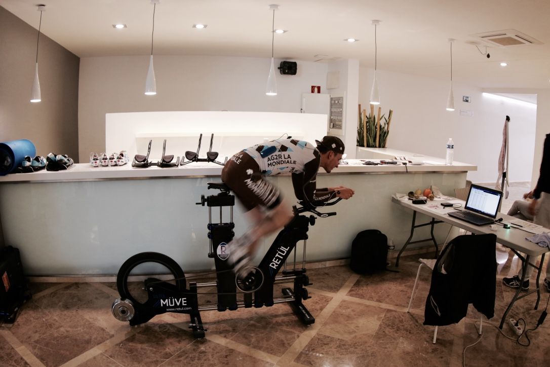 Riders did some power testing on stationary bikes also