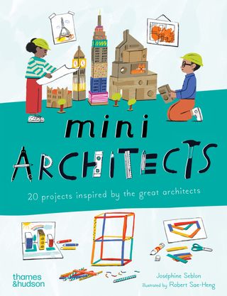 mini architects book cover showing illustration of children building toys