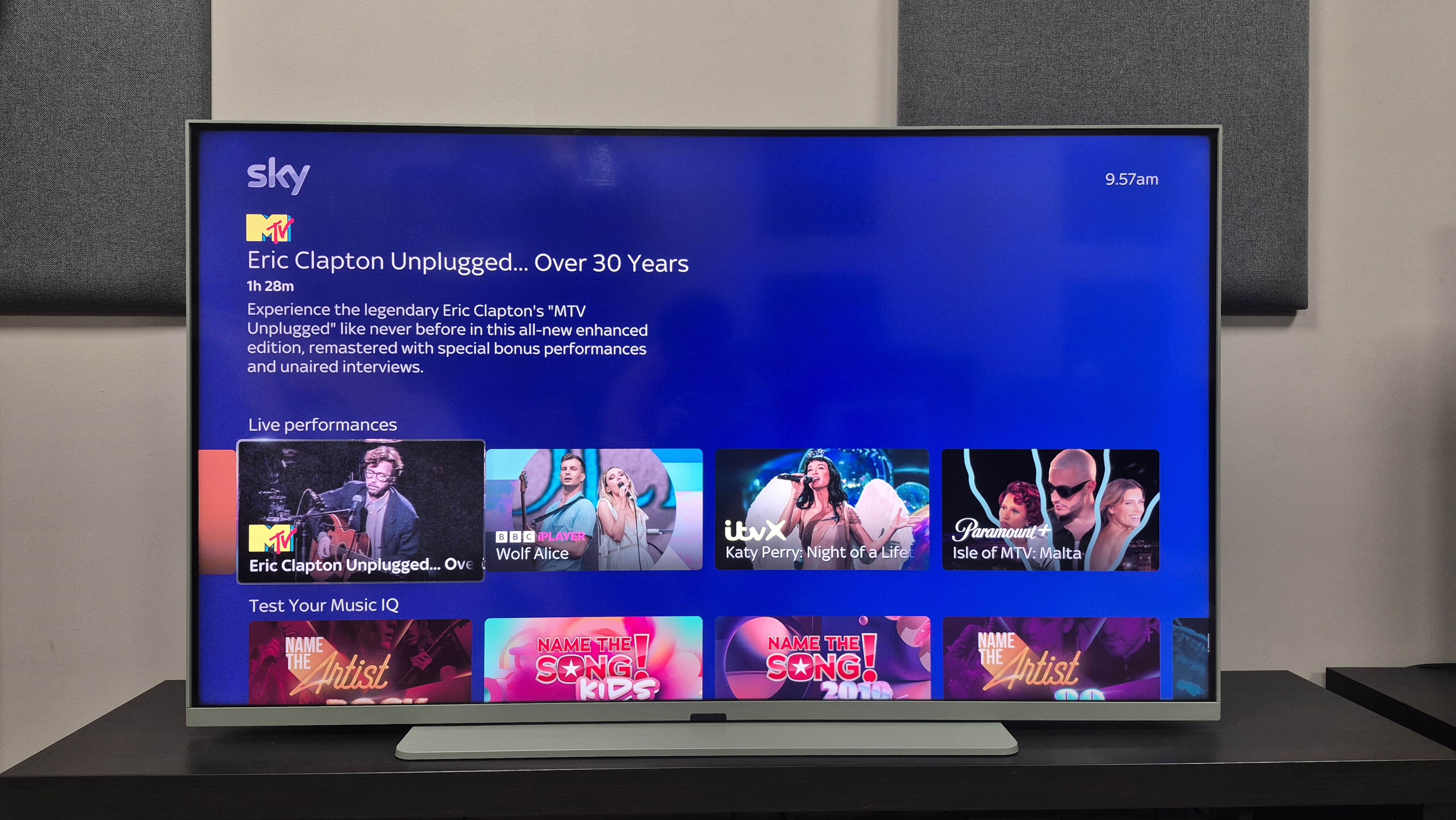 Sky Glass Air music menu