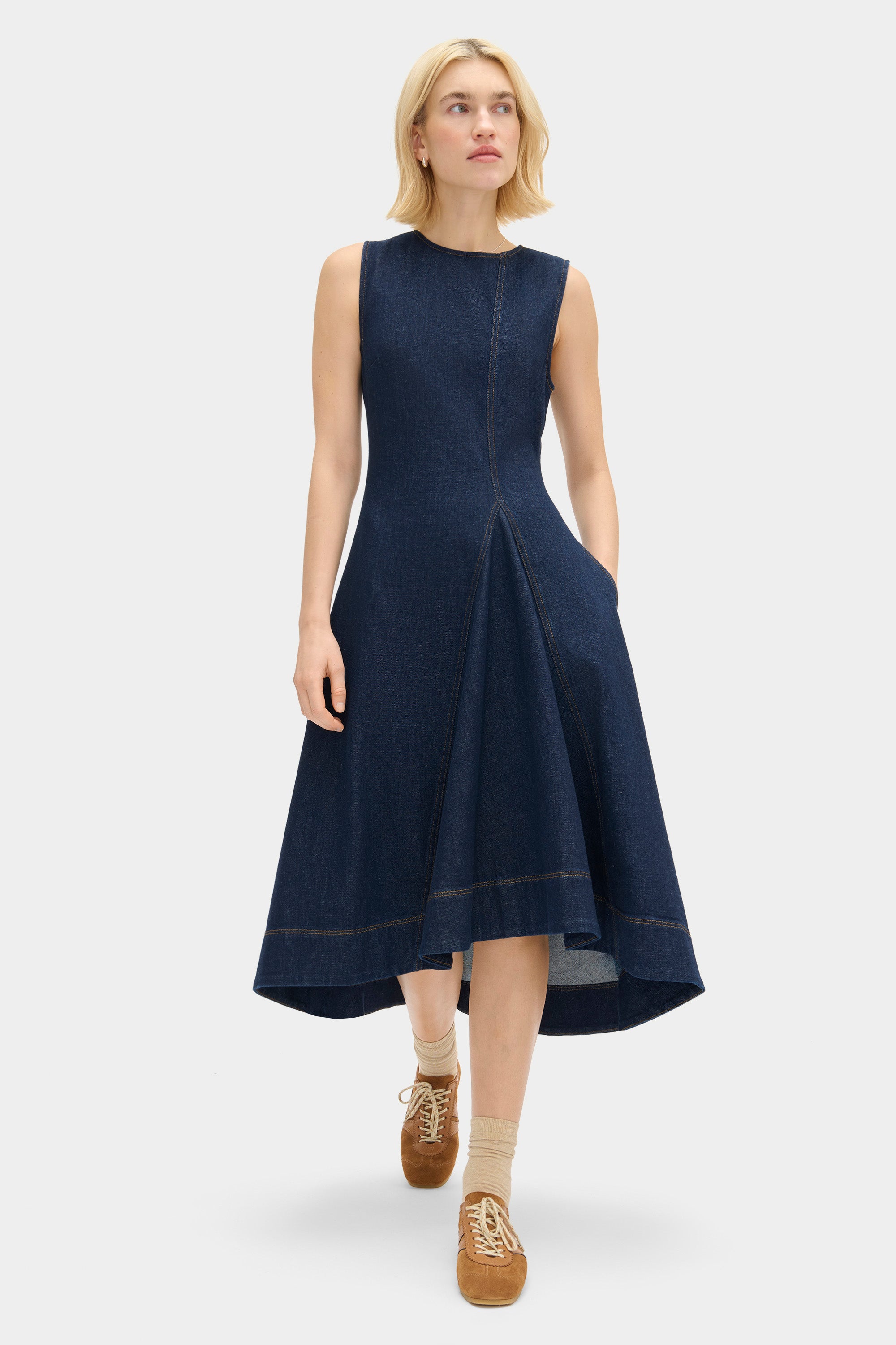 Liberty Sleeveless Denim Midi Dress