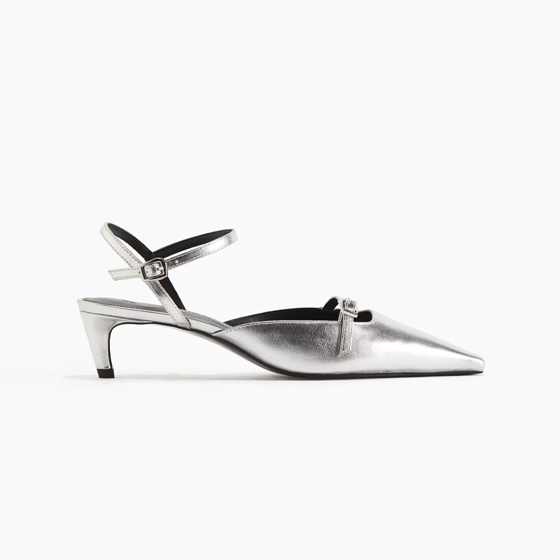 silver kitten heels h&amp;amp;m