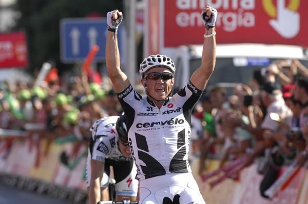 Simon Gerrans (Cerv&eacute;lo TestTeam), 29, wins Vuelta a Espa&ntilde;a stage 10 to Murcia.
