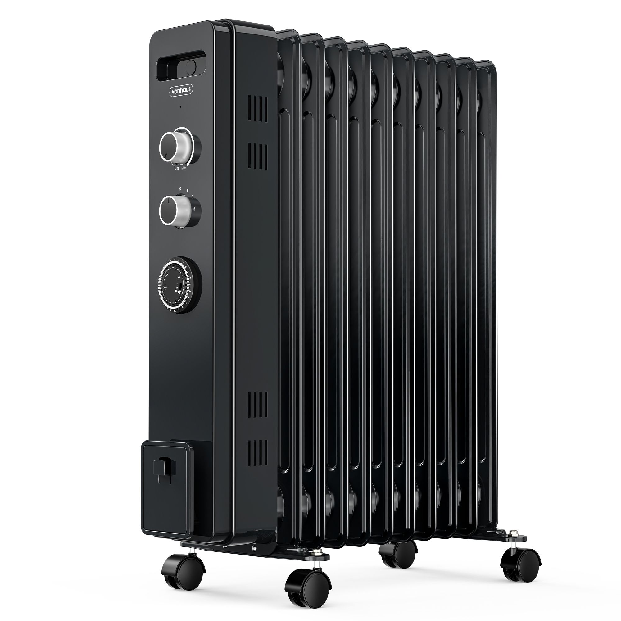 Cut out of the Vonhaus 2500W 11 fin oil-filled radiator on a white background