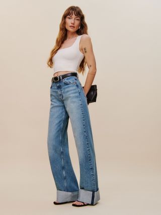 Cary Cuffed High Rise Slouchy Wide Leg Jeans