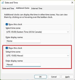 Add multiple time zone clocks Windows 11