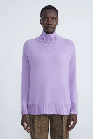 Lafayette 148 purple cashmere turtleneck sweater