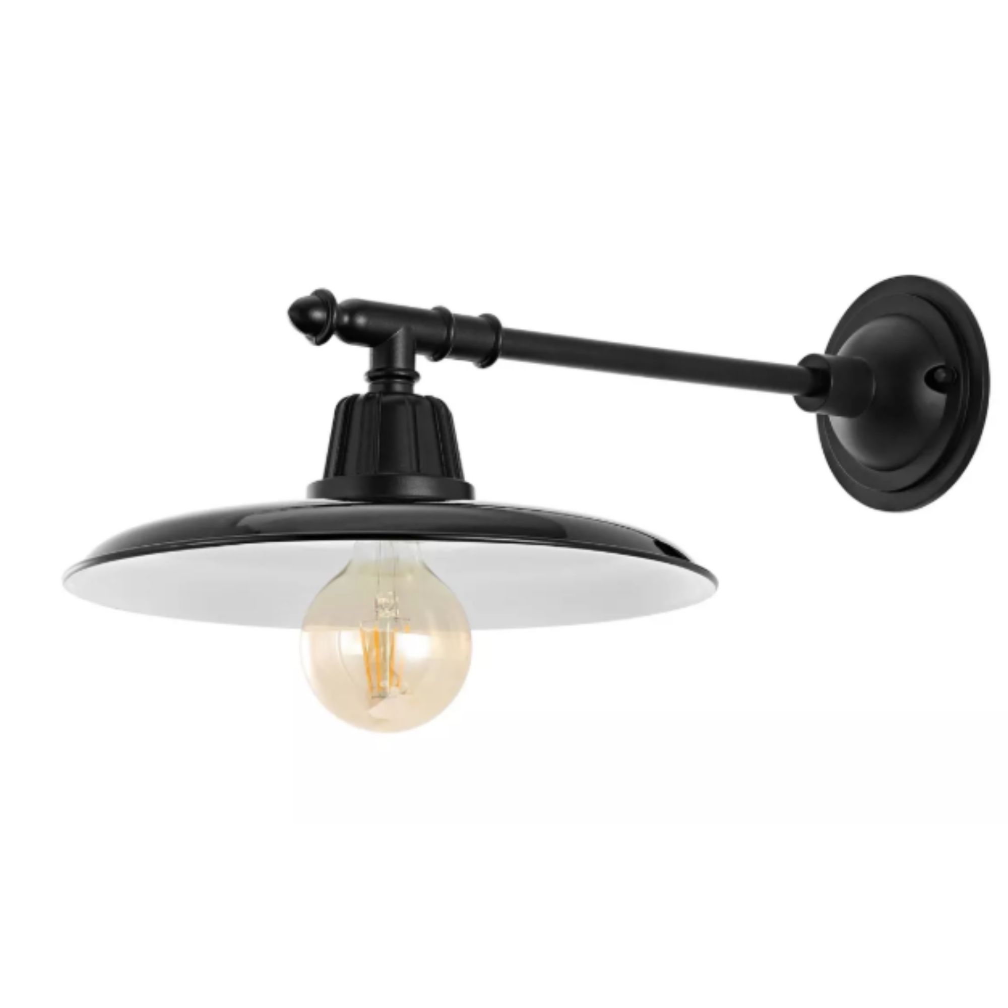 12&quot; 1-Light Bonner Farmhouse Industrial Iron LED Victorian Arm Outdoor Sconc