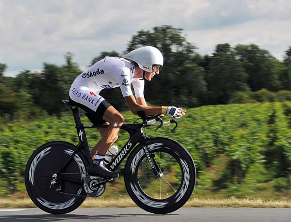 Andy Schleck time trials in the penultimate stage of the Tour de France.