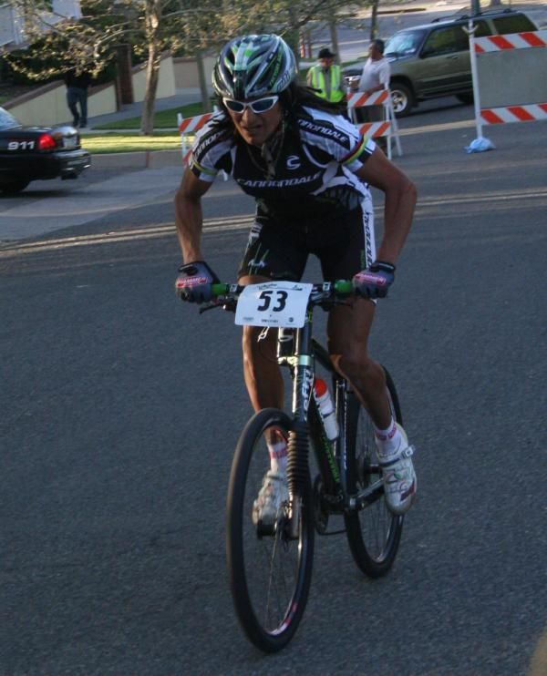 Tinker Juarez (Cannondale) was out their mixing it up with the racers half his age.