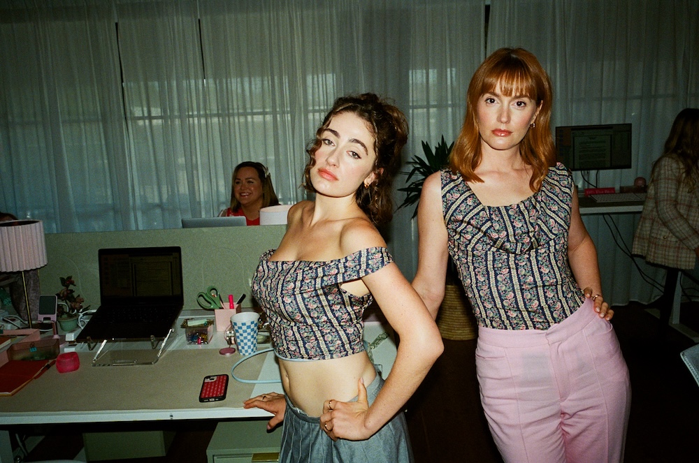 Rachel Sennot and Leighton Meester wearing matching shirts