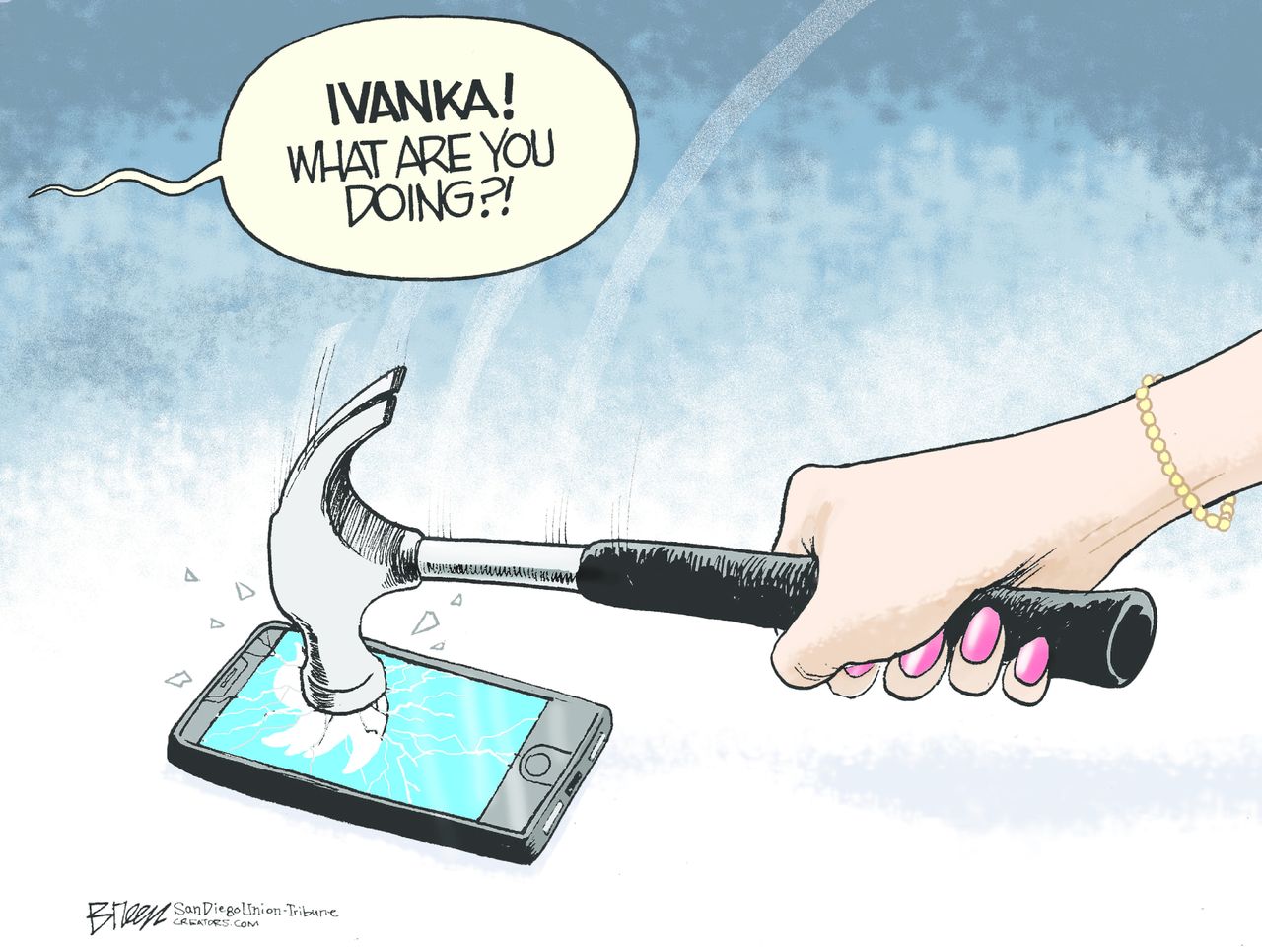 Political cartoon U.S. Trump tweets Ivanka Trump