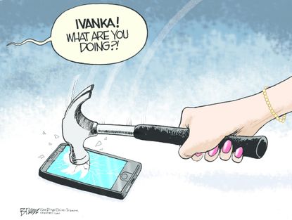 Political cartoon U.S. Trump tweets Ivanka Trump